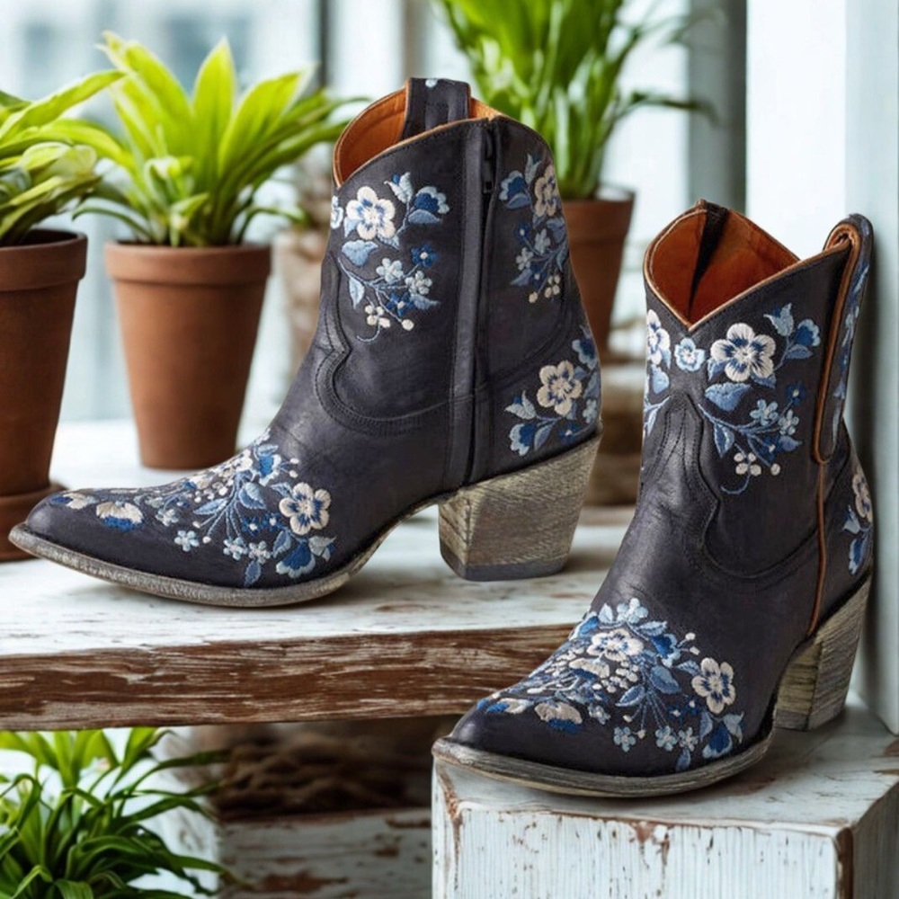 Old Gringo Sora Navy Country Blue Ankle Boots - Picture 5 of 8